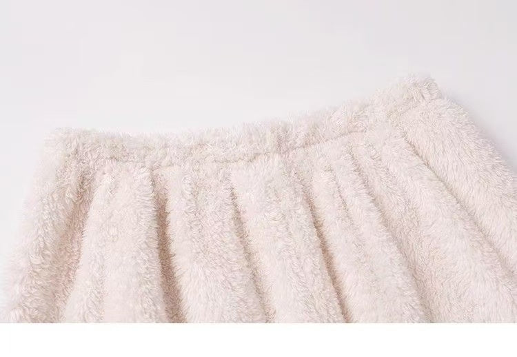 Hachiware Winter Plush Fleece Pajama Set - Cute Women's Mid-Length Loungewear