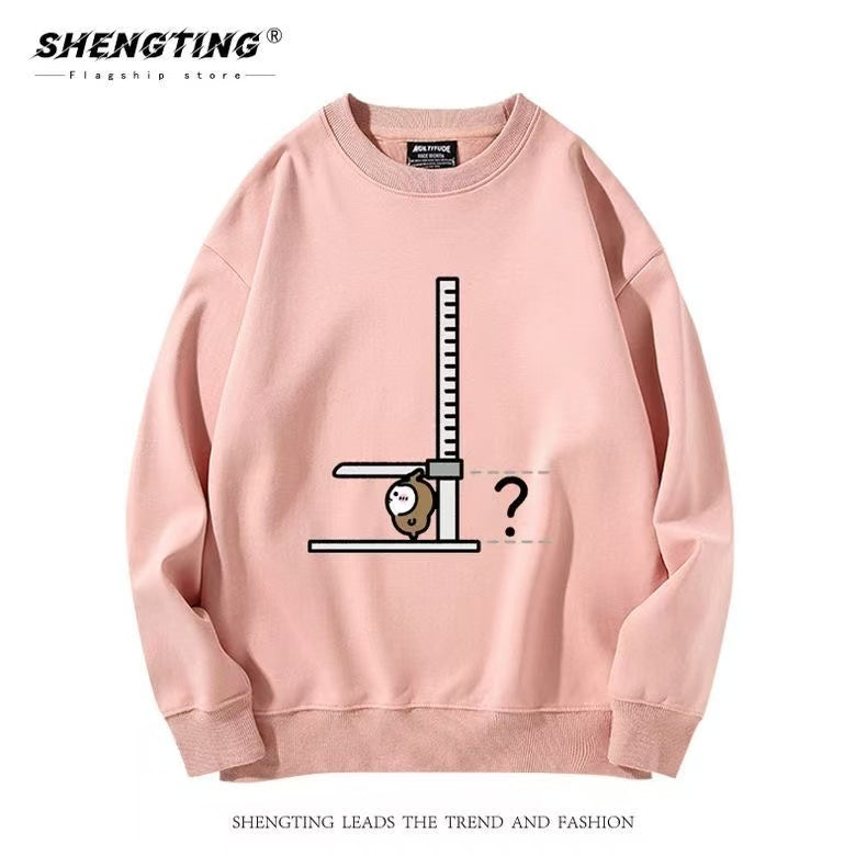 Pink Chiikawa Hoodie Height-Measuring Cartoon Print Unisex Sweatshirt - Cute Fall/Winter Hoodie