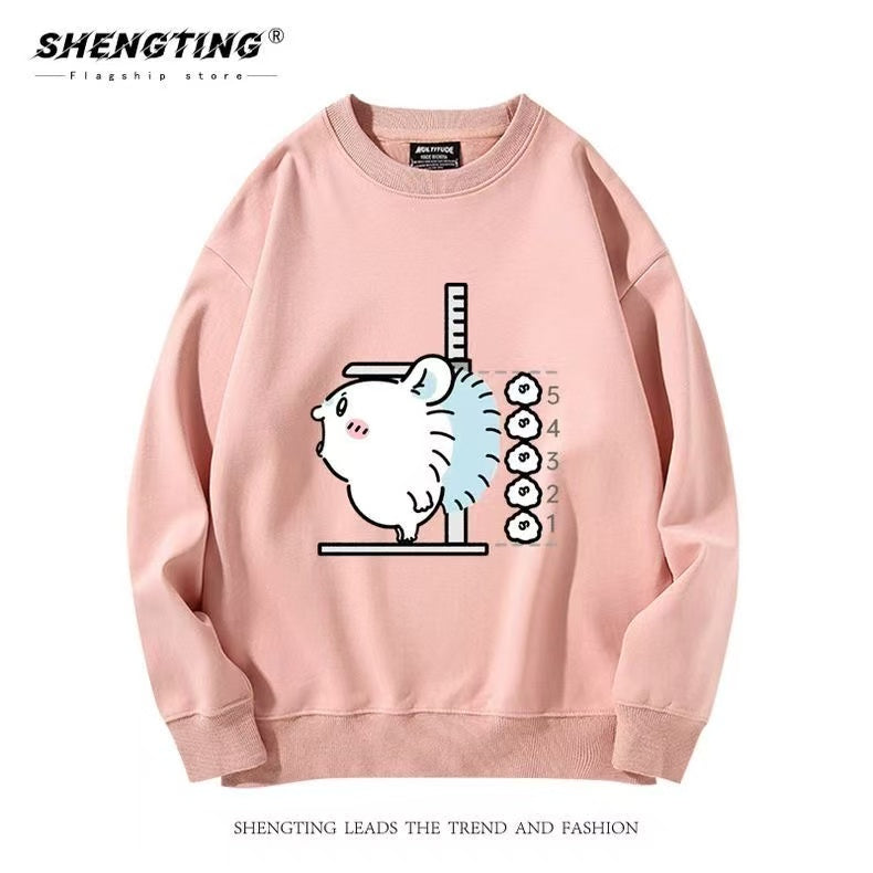 Pink Chiikawa Hoodie Height-Measuring Cartoon Print Unisex Sweatshirt - Cute Fall/Winter Hoodie
