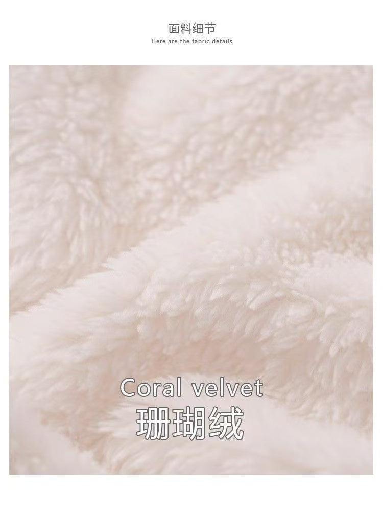 Hachiware Winter Plush Fleece Pajama Set - Cute Women's Mid-Length Loungewear