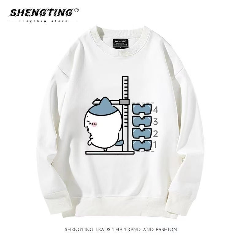 Chiikawa Height-Measuring Cartoon Print Unisex Sweatshirt - Cute Fall/Winter Hoodie