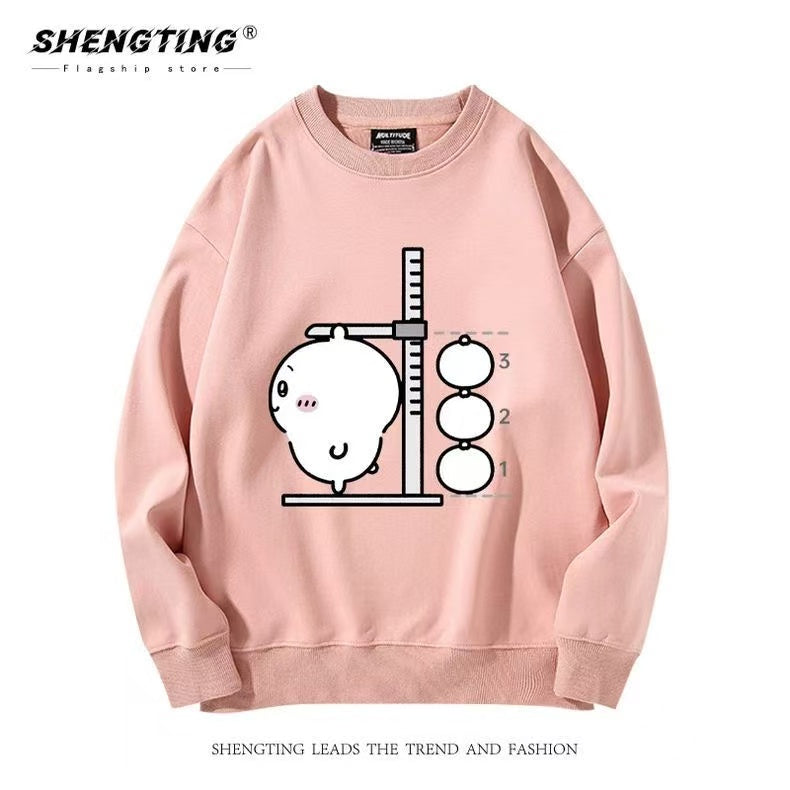 Pink Chiikawa Hoodie Height-Measuring Cartoon Print Unisex Sweatshirt - Cute Fall/Winter Hoodie