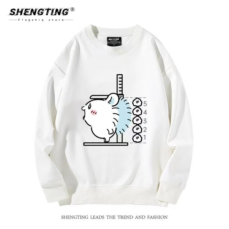 Chiikawa Height-Measuring Cartoon Print Unisex Sweatshirt - Cute Fall/Winter Hoodie
