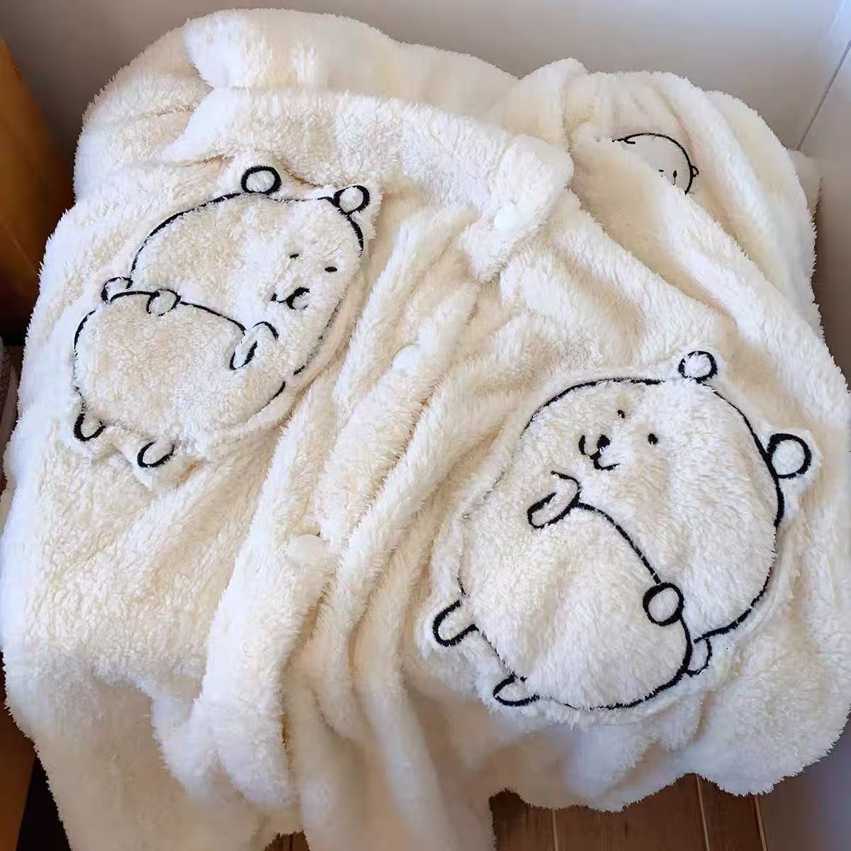 Joke Bear Women's Winter Robe - Plush Coral Fleece Hooded Long Pajamas, Thick & Cute for Fall/Winter, Can Be Worn Outside