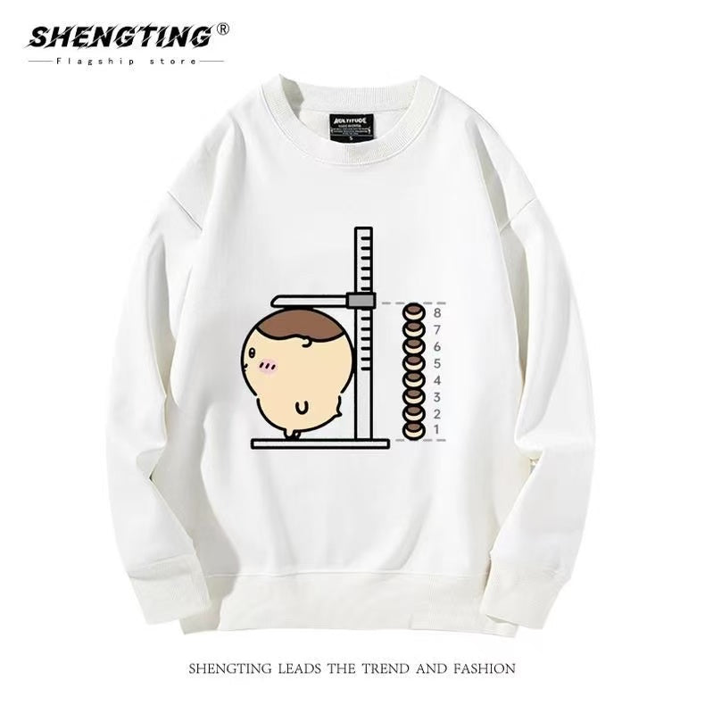 Chiikawa Height-Measuring Cartoon Print Unisex Sweatshirt - Cute Fall/Winter Hoodie