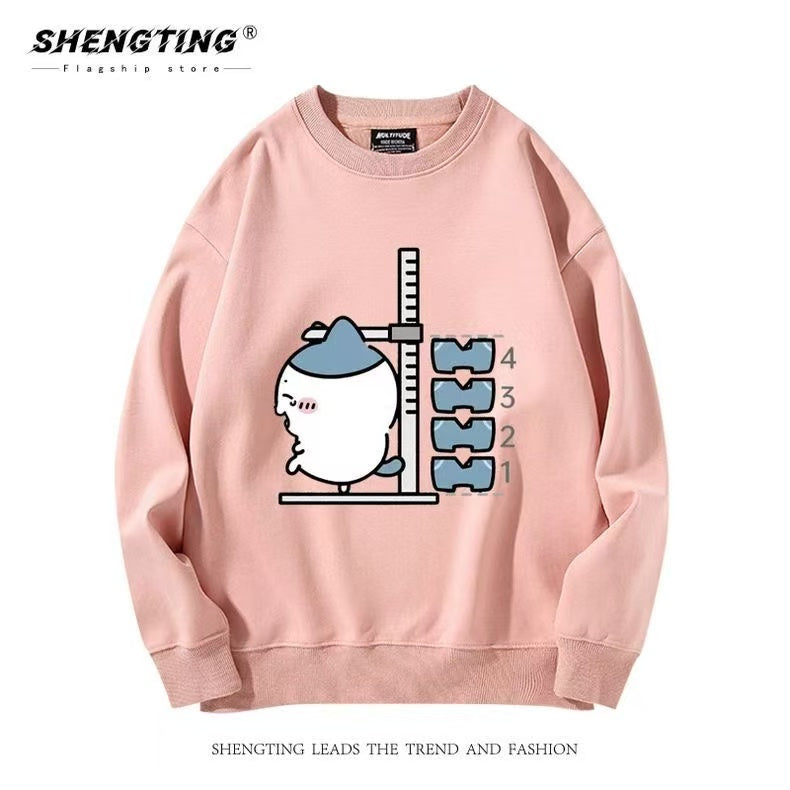 Pink Chiikawa Hoodie Height-Measuring Cartoon Print Unisex Sweatshirt - Cute Fall/Winter Hoodie