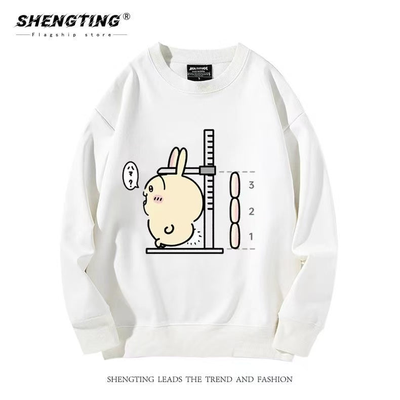 Chiikawa Height-Measuring Cartoon Print Unisex Sweatshirt - Cute Fall/Winter Hoodie