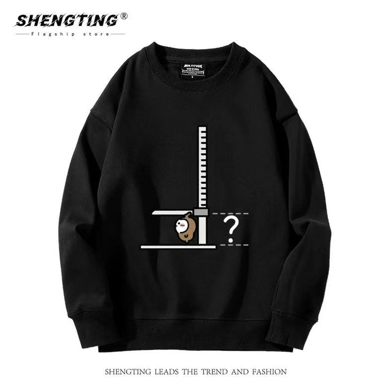 Black Chiikawa Hoodie Height-Measuring Cartoon Print Unisex Sweatshirt - Cute Fall/Winter Hoodie