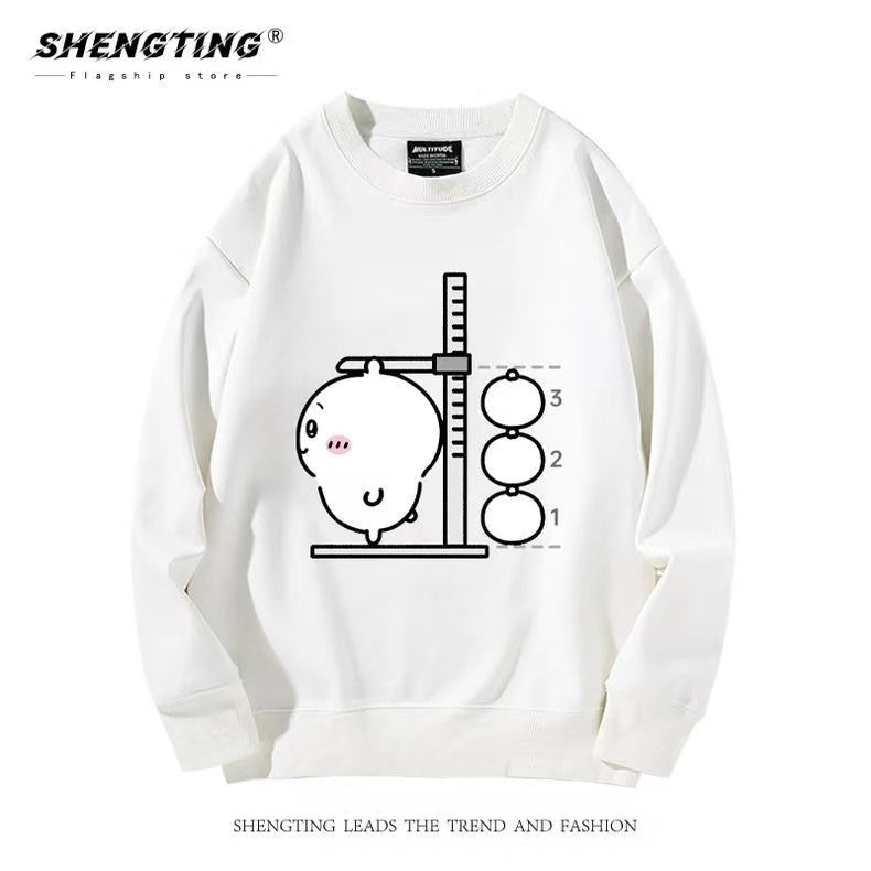 Chiikawa Height-Measuring Cartoon Print Unisex Sweatshirt - Cute Fall/Winter Hoodie