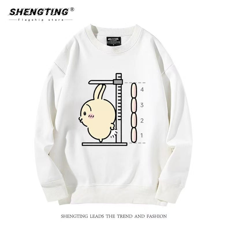 Chiikawa Height-Measuring Cartoon Print Unisex Sweatshirt - Cute Fall/Winter Hoodie