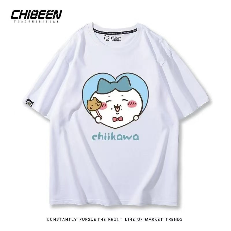 Chiikawa 100% Cotton, white color,Soft on Skin, Japanese Anime Style Short-Sleeve T-Shirt