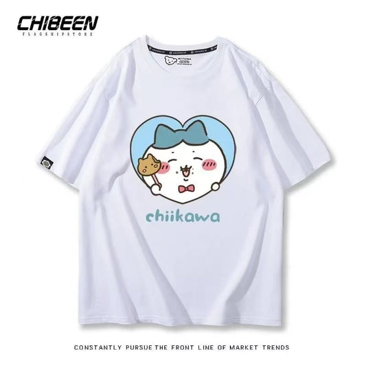 Chiikawa 100% Cotton, white color,Soft on Skin, Japanese Anime Style Short-Sleeve T-Shirt