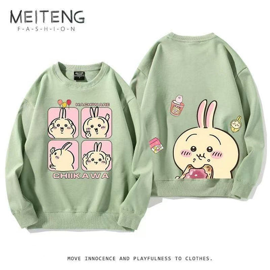 Green Chiikawa Hoodie Cartoon Print Unisex Sweatshirt - Cute Fall/Winter Hoodie